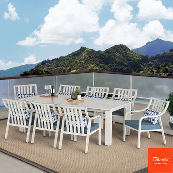 ATLeisure Catalina 9 Piece Dining Set with Faux Wood Finish