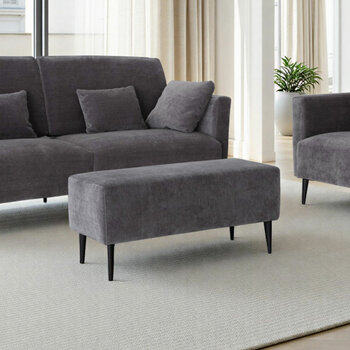 MOONAP Monroe Dark Grey Fabric Footstool