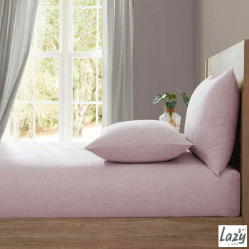 Lazy Linen 100% Washed Linen Pink Fitted Sheet in 4 Sizes