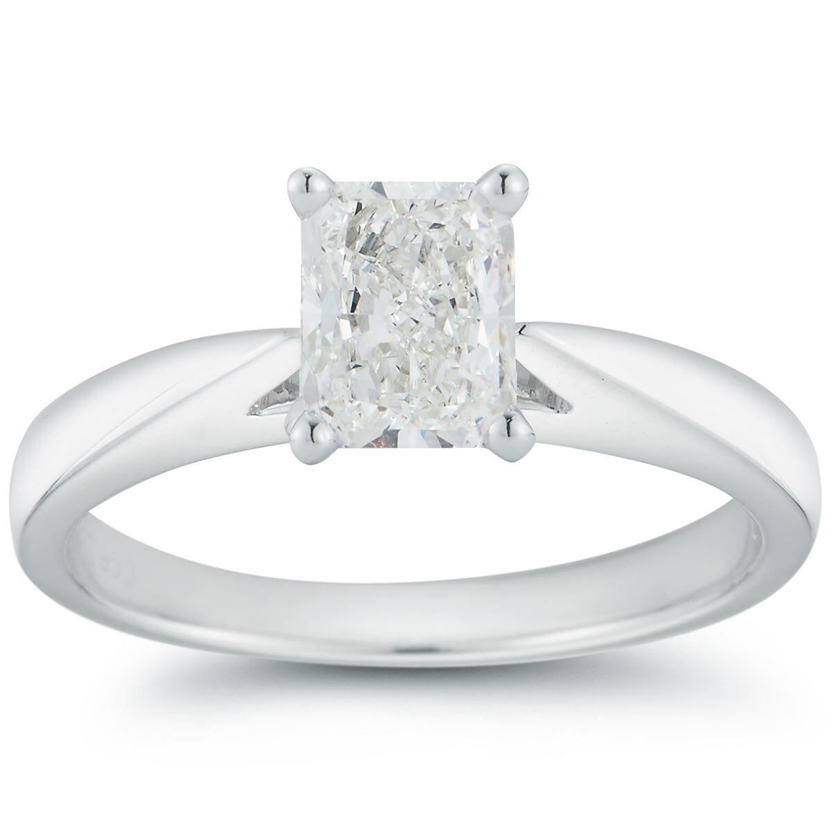 1.0ct Radiant Cut Diamond Solitaire Ring, Platinum