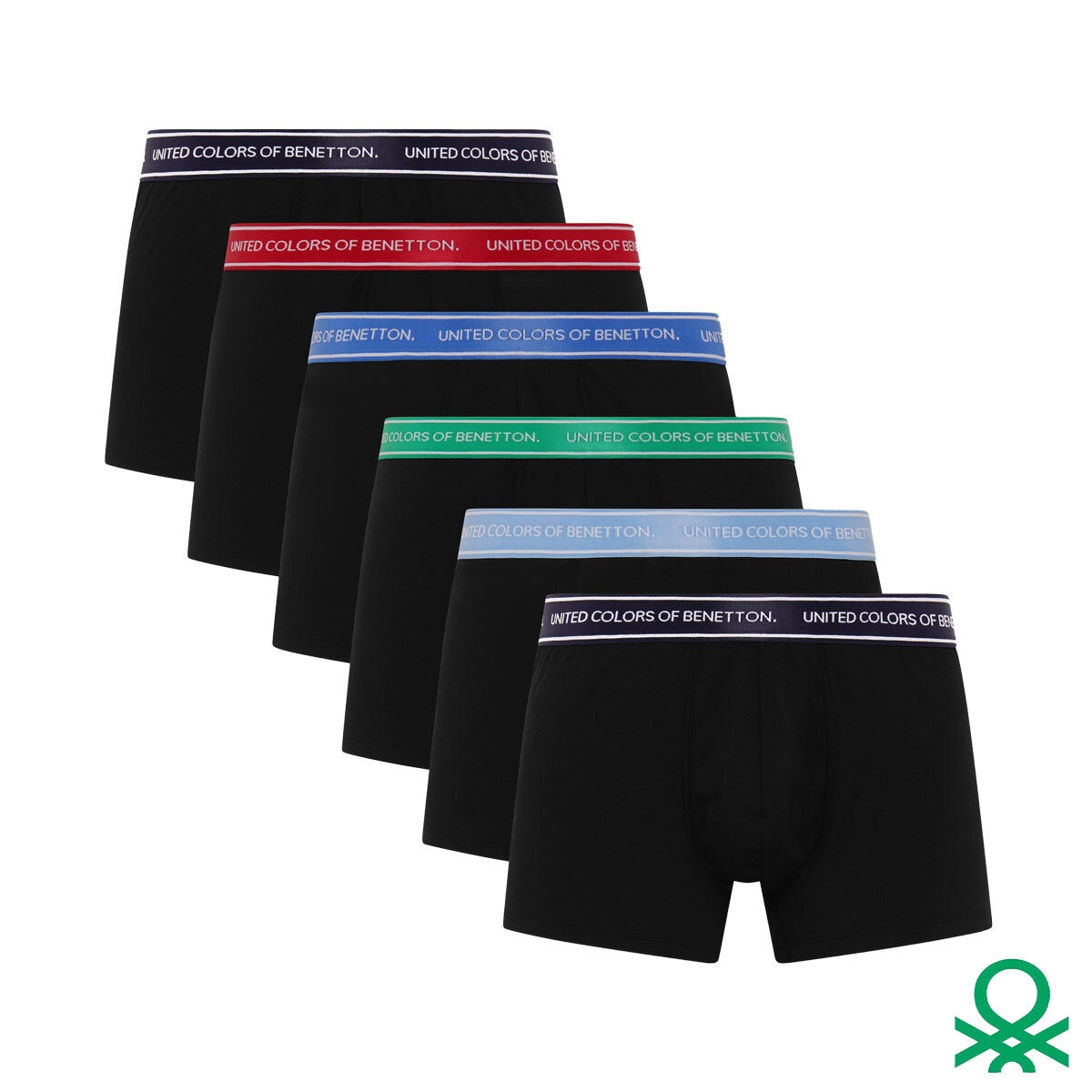 United Colors of Benetton Men's Boxer 6 Pack in Black