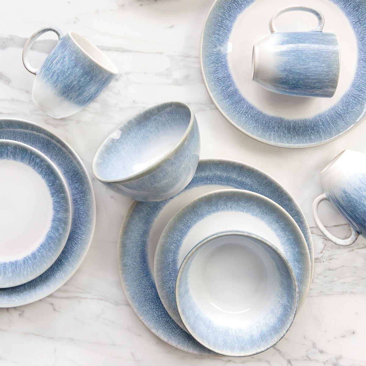 Over & Back Alabaster Stoneware 16 Piece Dinnerware Set, Blue Costco UK
