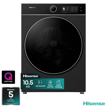 Hisense KitchenFit 5i Series WF5I1045BBQ, 10.5kg Washing Machine, A Rated in Black