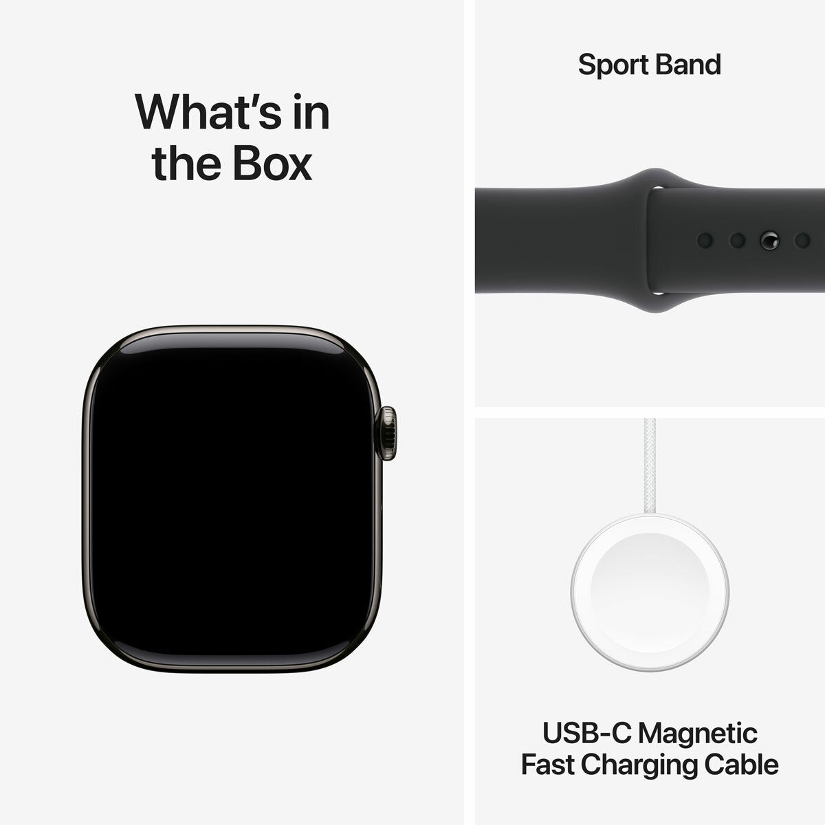 Apple Watch Series 10 GPS + Cellular, 46mm Slate Titanium Case with Black Sport Band S/M, MWYD3QA/A