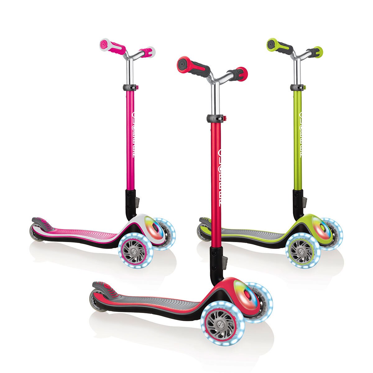 Globber ELITE PRIME best 3-wheel foldable scooter with light-up