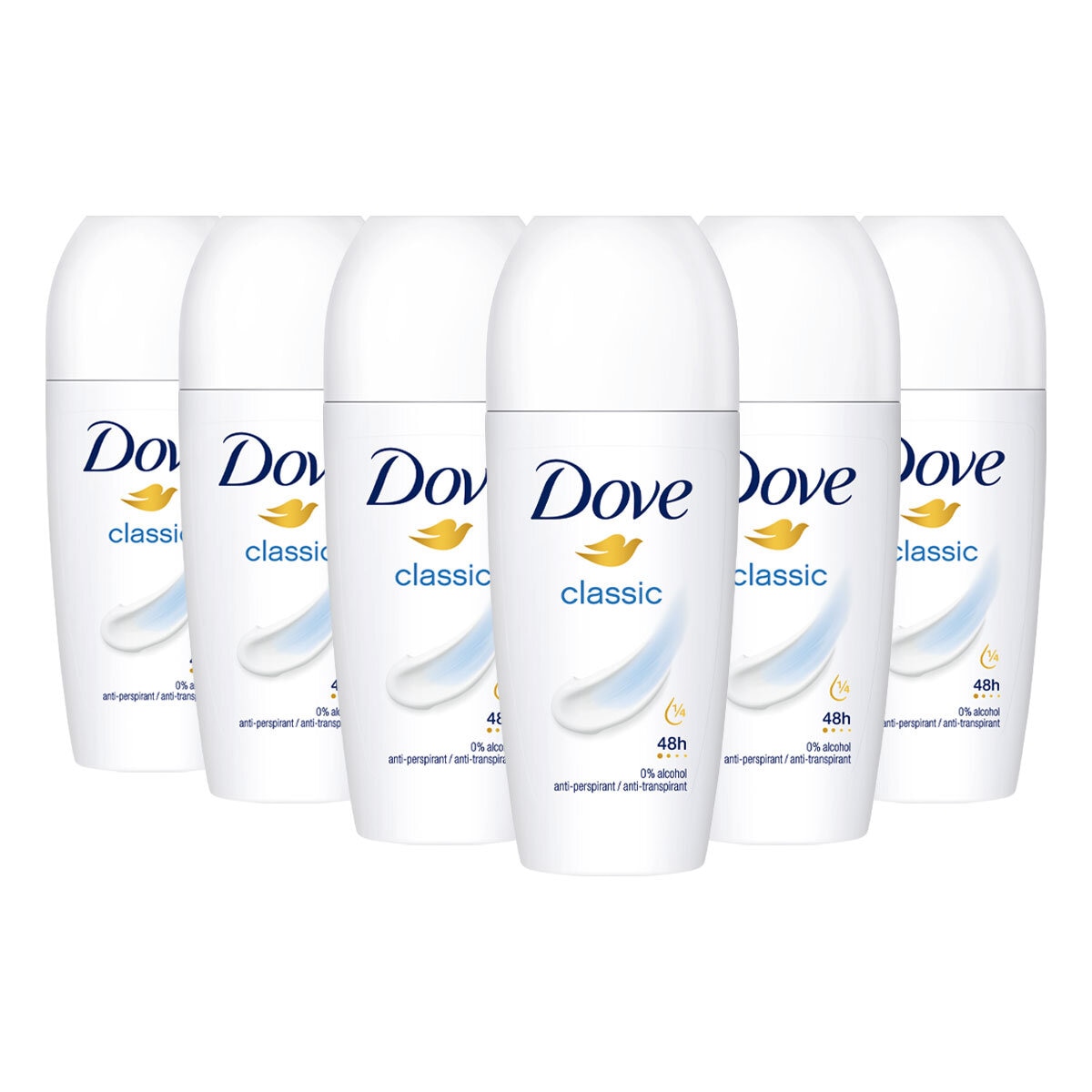 Dove Roll-On Deodorant, 6 x 50ml
