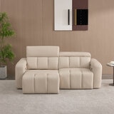 Dallas Cream Leather Power Sliding 3 Seater Sofa