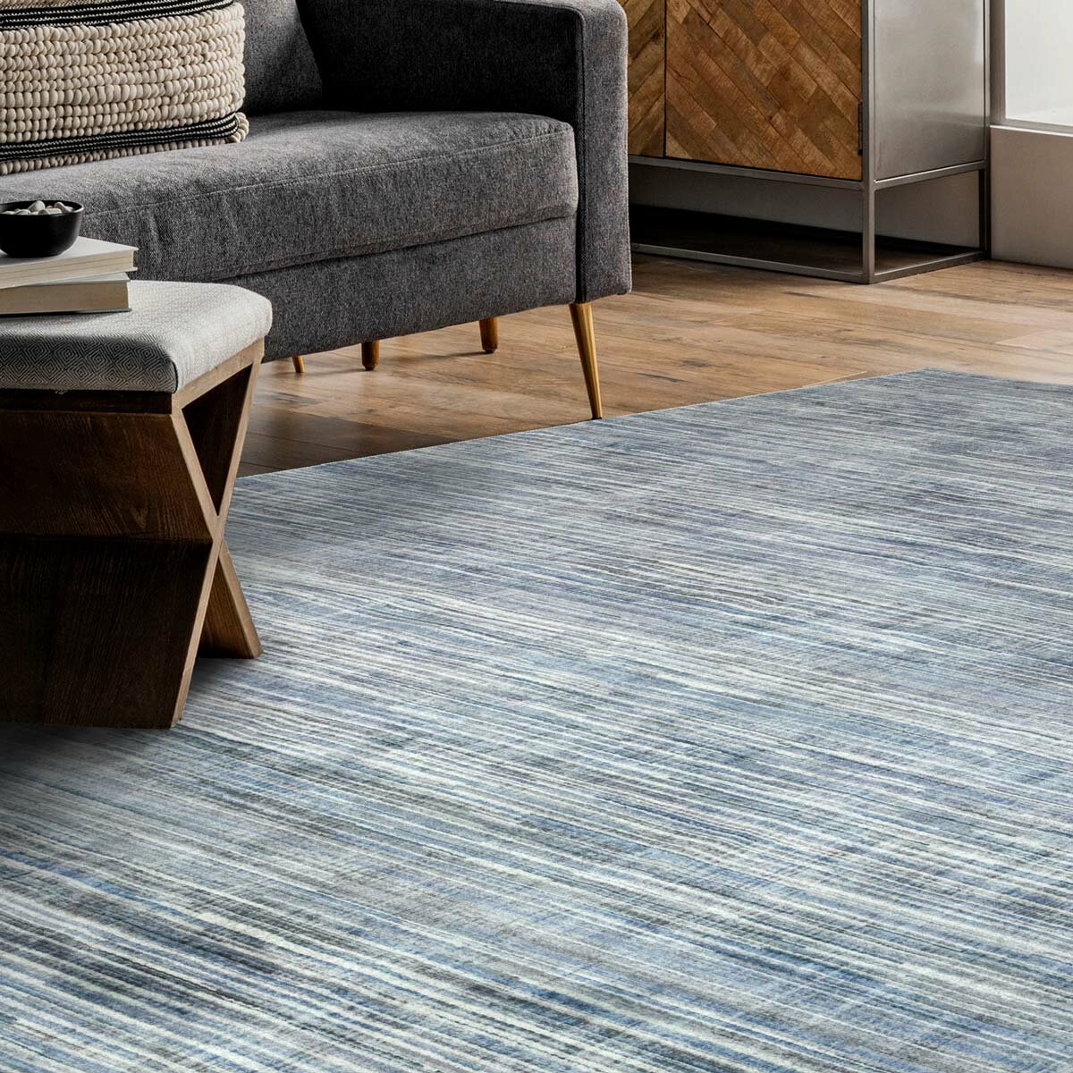 Wyatt & Ash Washable Area Rug in Blue, 183 x 274cm