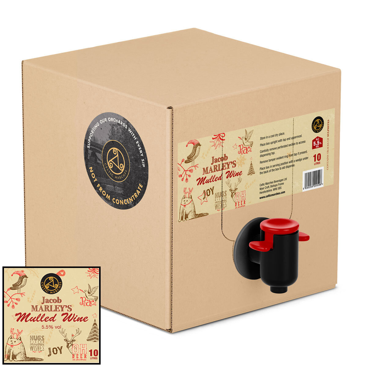 Celtic Marches Jacob Marley's Mulled Wine, 10L Bag in Box