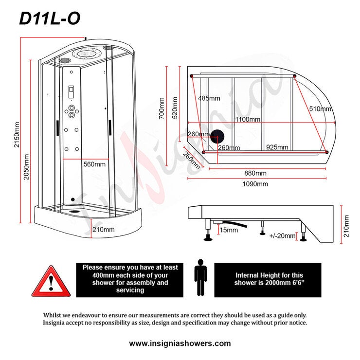 Insignia Diamond 1100mm Offset Quadrant Left Hand Steam Shower with Chrome Frame Insignia Diamond 1100mm Offset Quadrant Left Hand Steam Shower with Chrome Frame