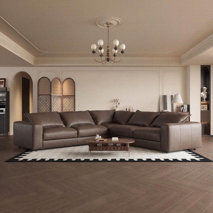 Simon Li Westbrook Brown Leather Corner Sofa