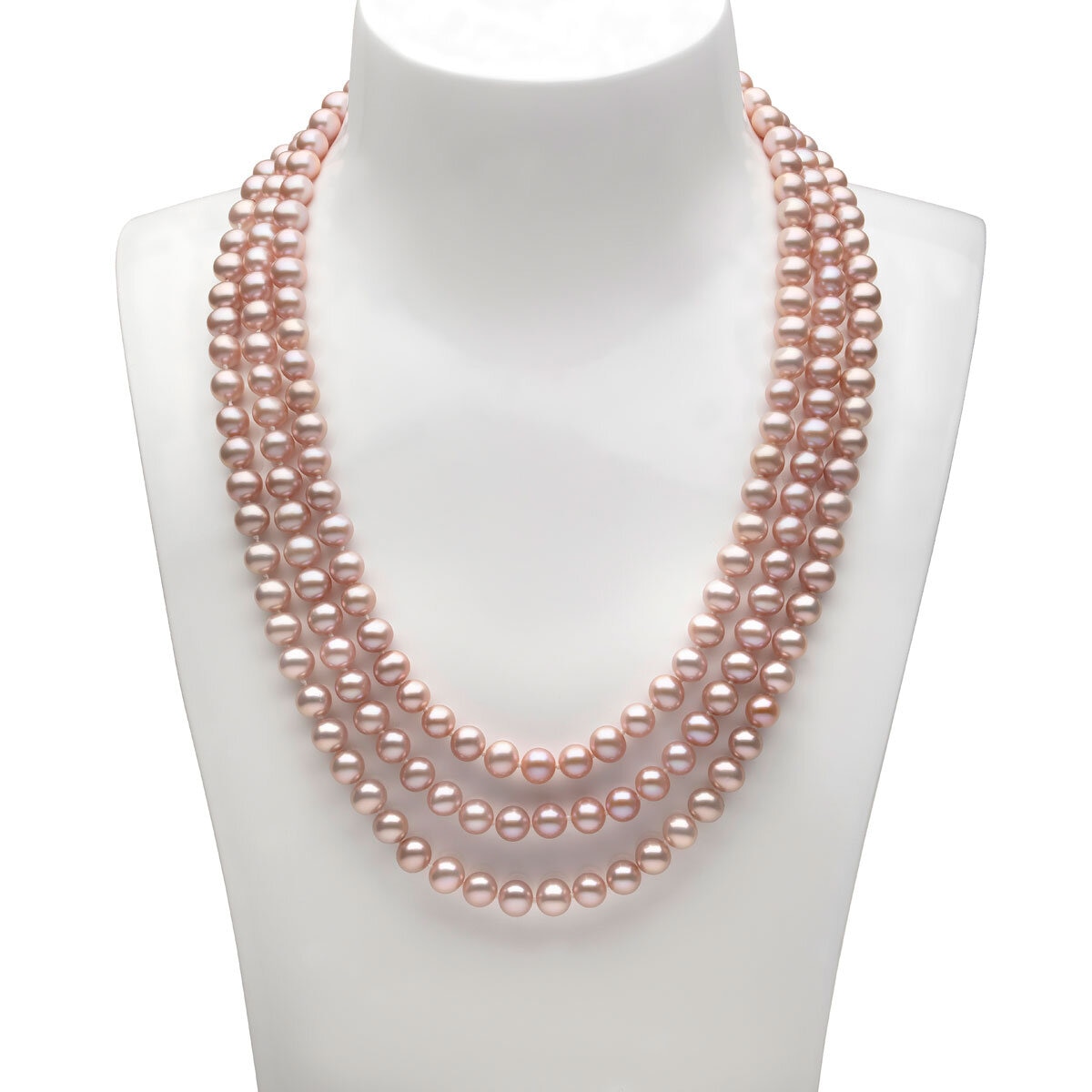 6 6.5mm Cultured Freshwater Pink Pearl 3 Strand Necklace