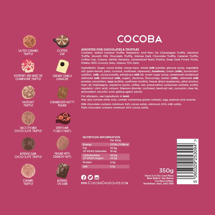 Cocoba 25 Assorted Chocolates & Truffles, 350g Costco UK