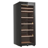Haier HWS77GDAU1 77 Bottle Dual Zone Wine Cooler, G Rating in Black