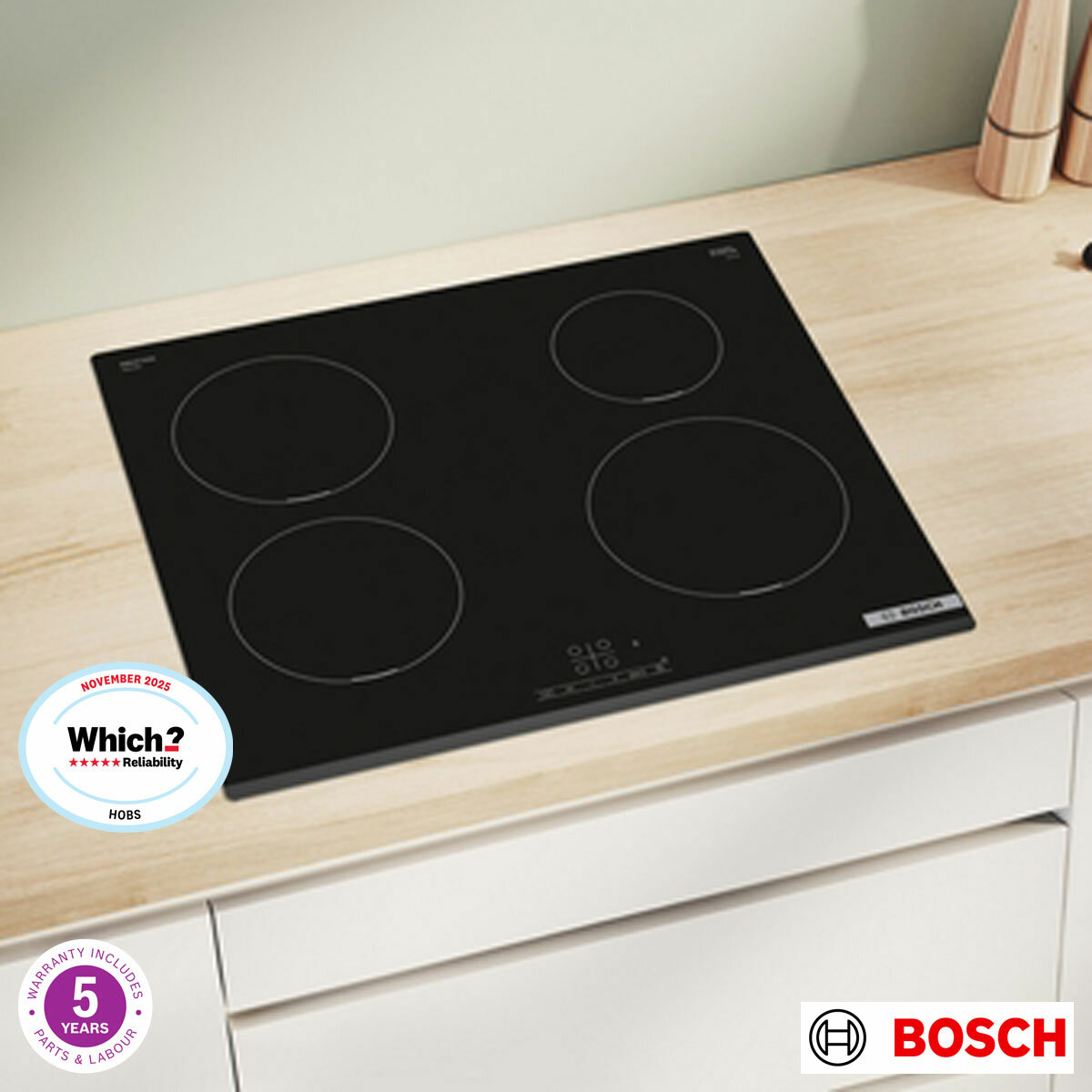 Bosch Series 4 PIE631BB5E 60cm Touch Control Induction Hob in Black