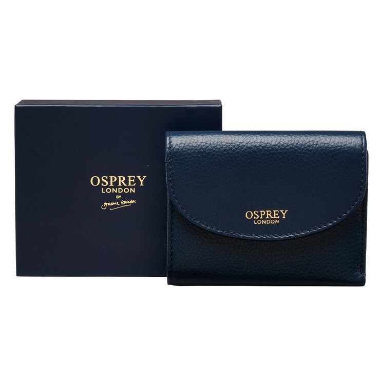 Osprey London Tilly Grainy Hide Leather Women's Purse, Navy with Gift