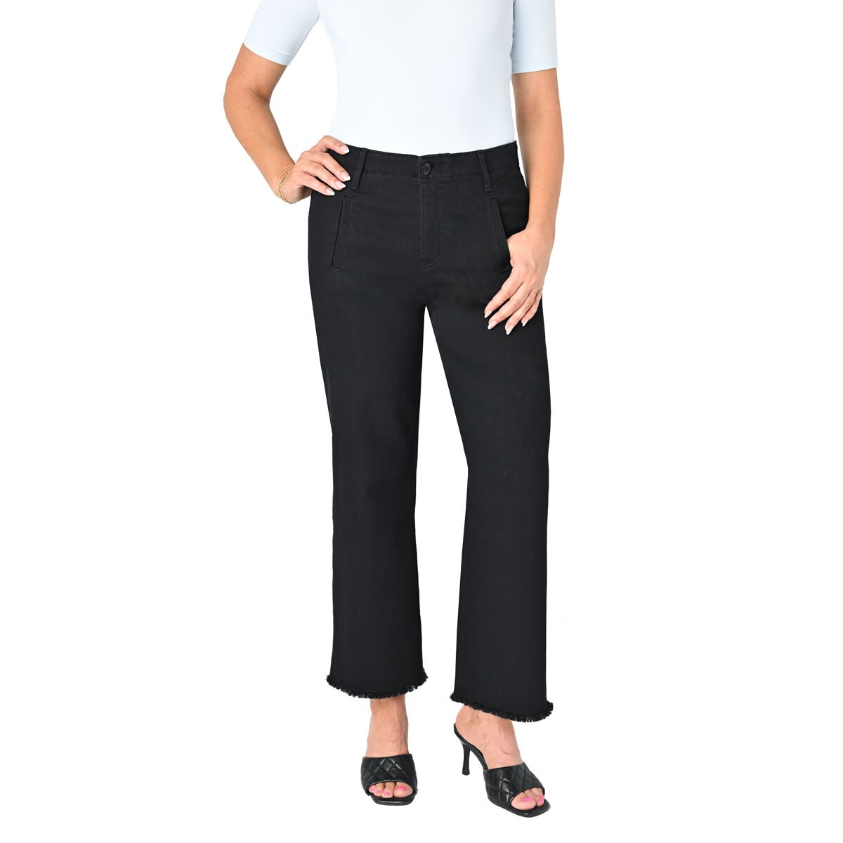 Briggs Ladies Twill Wide Leg Pant in Black