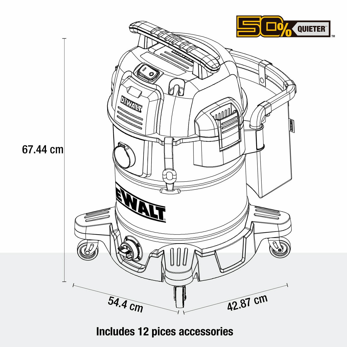 DEWALT® Wet & Dry Corded Vacuum Cleaner, 45 Litre with 2.1m Hose DEWALT® Wet & Dry Corded Vacuum Cleaner, 45 Litre with 2.1m Hose
