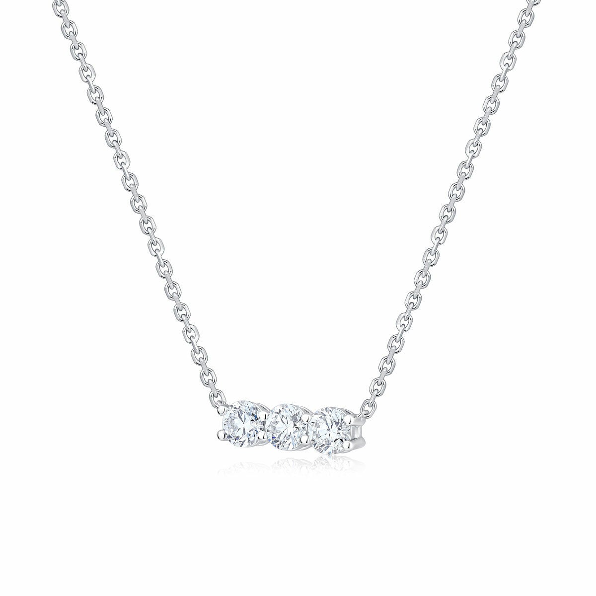 0.90ctw Round Brilliant Cut Diamond 3 Stone Pendant, 14ct White Gold 0.90ctw Round Brilliant Cut Diamond 3 Stone Pendant, 14ct White Gold