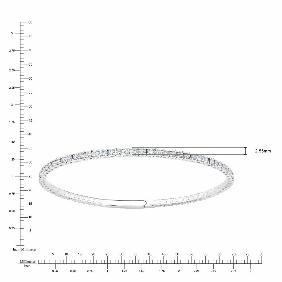 1.50ctw Round Brilliant Cut Diamond Flexi Bangle, 14ct White Gold 1.50ctw Round Brilliant Cut Diamond Flexi Bangle, 14ct White Gold