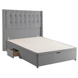 Silentnight Ottoman Divan Base with Bloomsbury Headboard in Slate Grey, Double