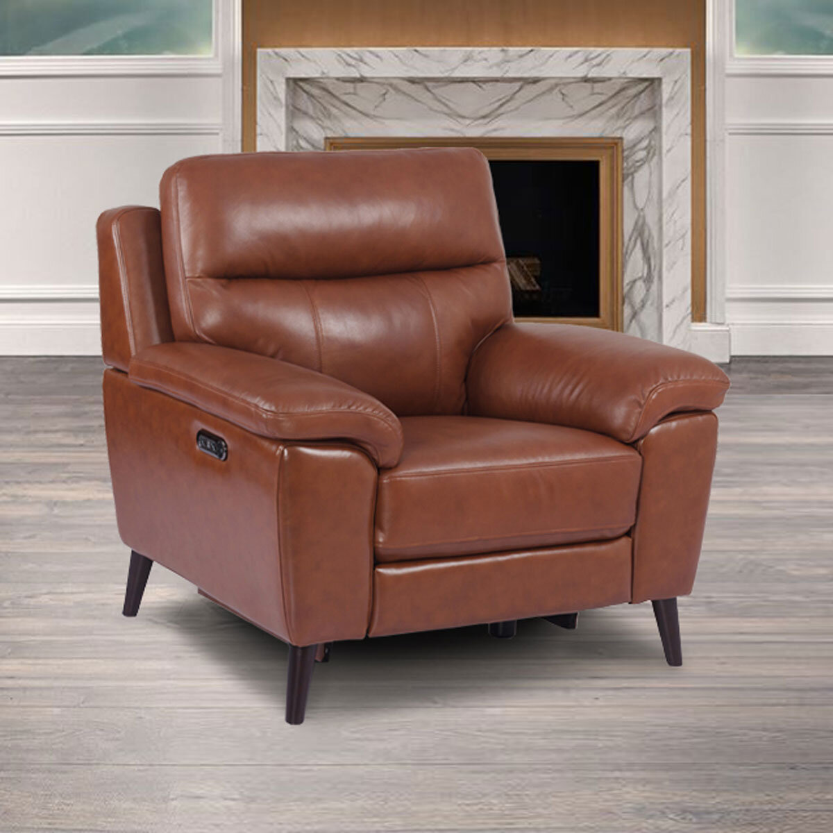 Grace Brown Leather Power Reclining Armchair Costco UK