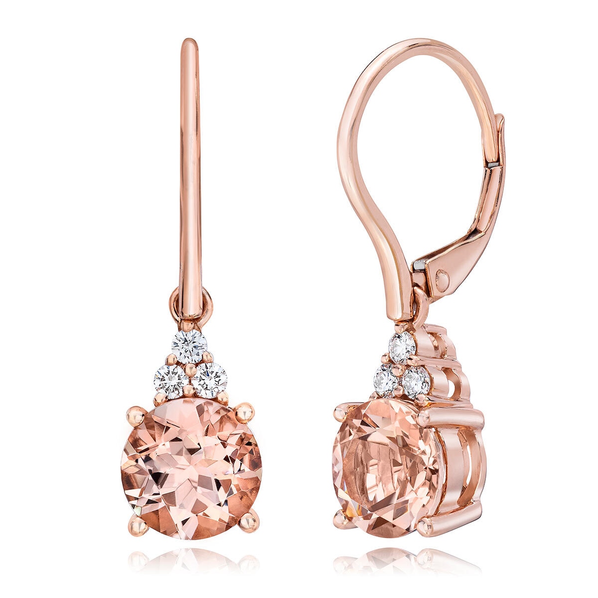 Morganite & 0.13ctw Diamond Earrings, 14k Rose Gold