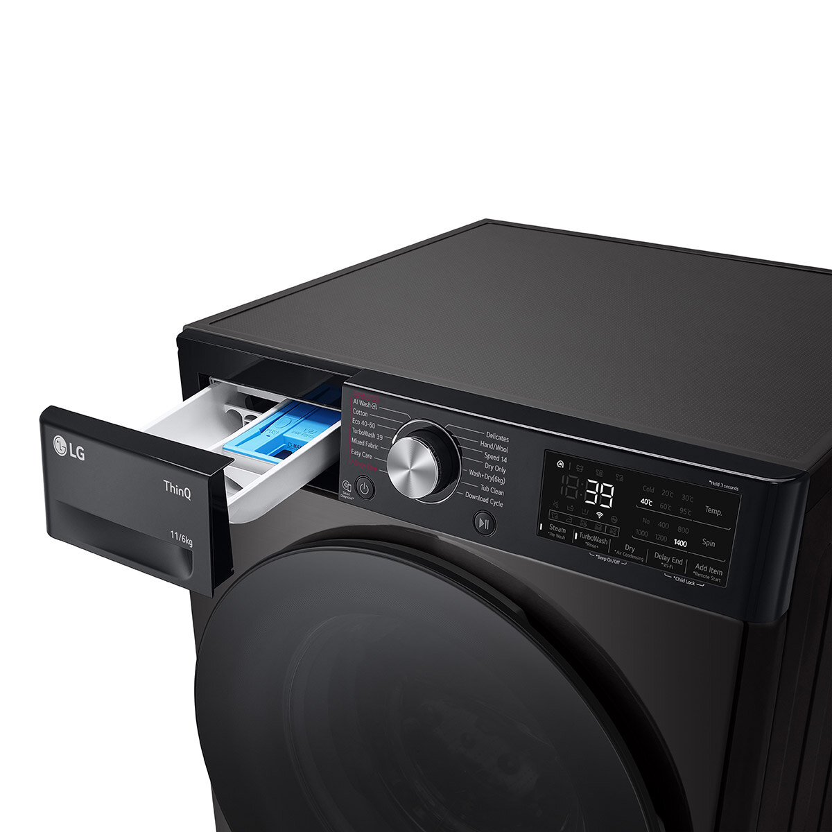 Top half LG FWY916BBTN1 11/6kg Washer Dryer, D Rated in Black