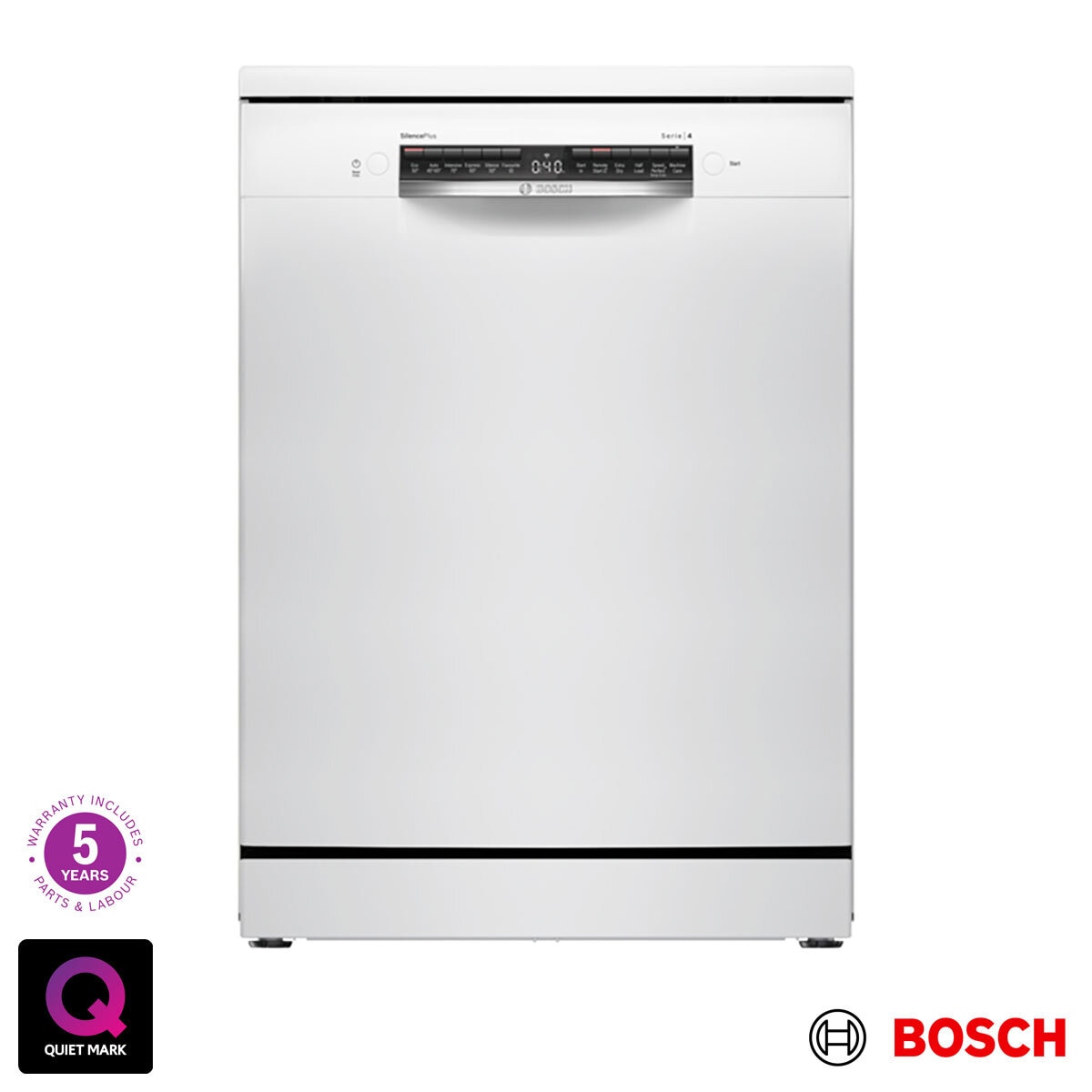Bosch SMS4EMW06G Series 4 Freestanding 14 Place Setting Dishwasher, B Rated in White