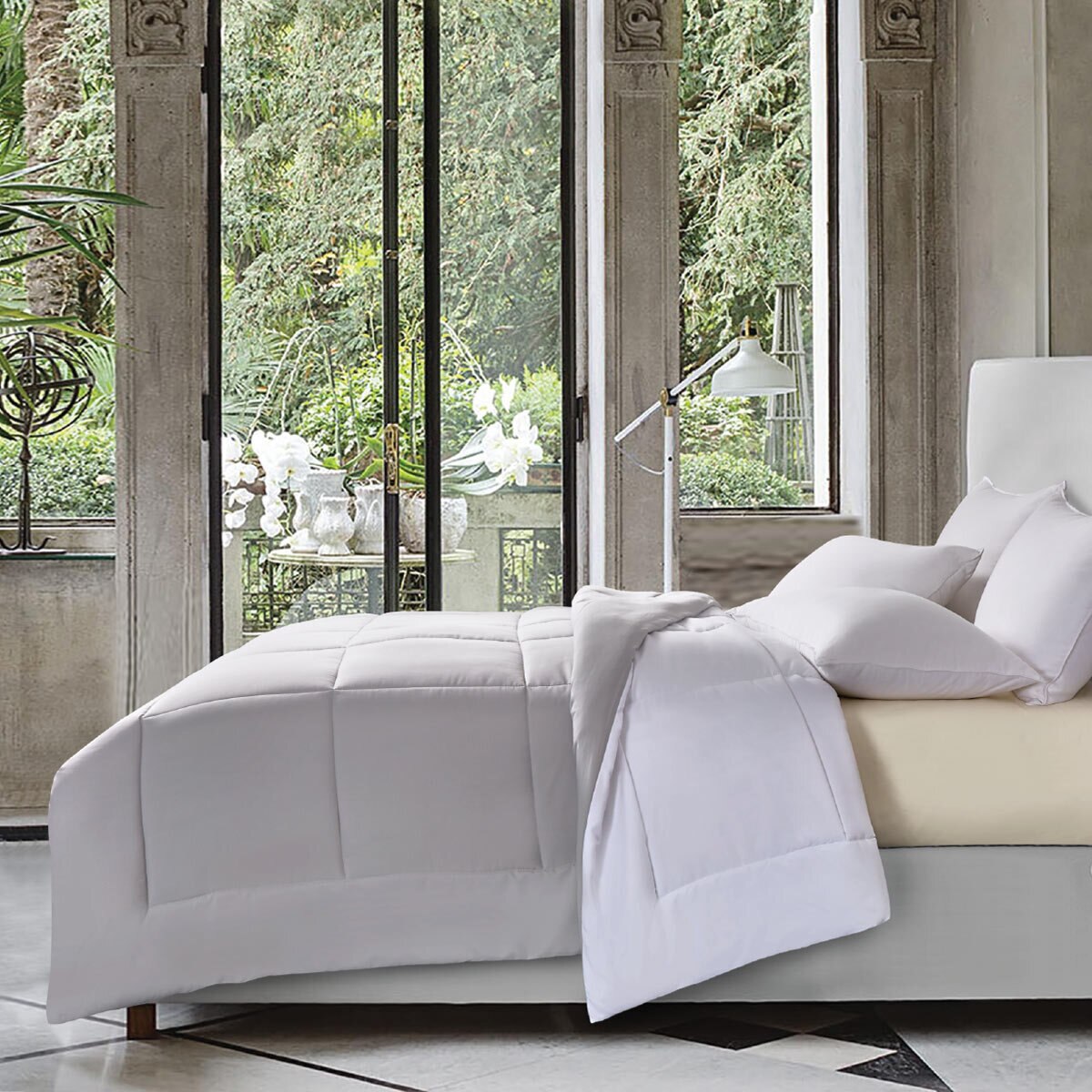 Blue Ridge Grey Reversible Coverless Double Duvet Costc...