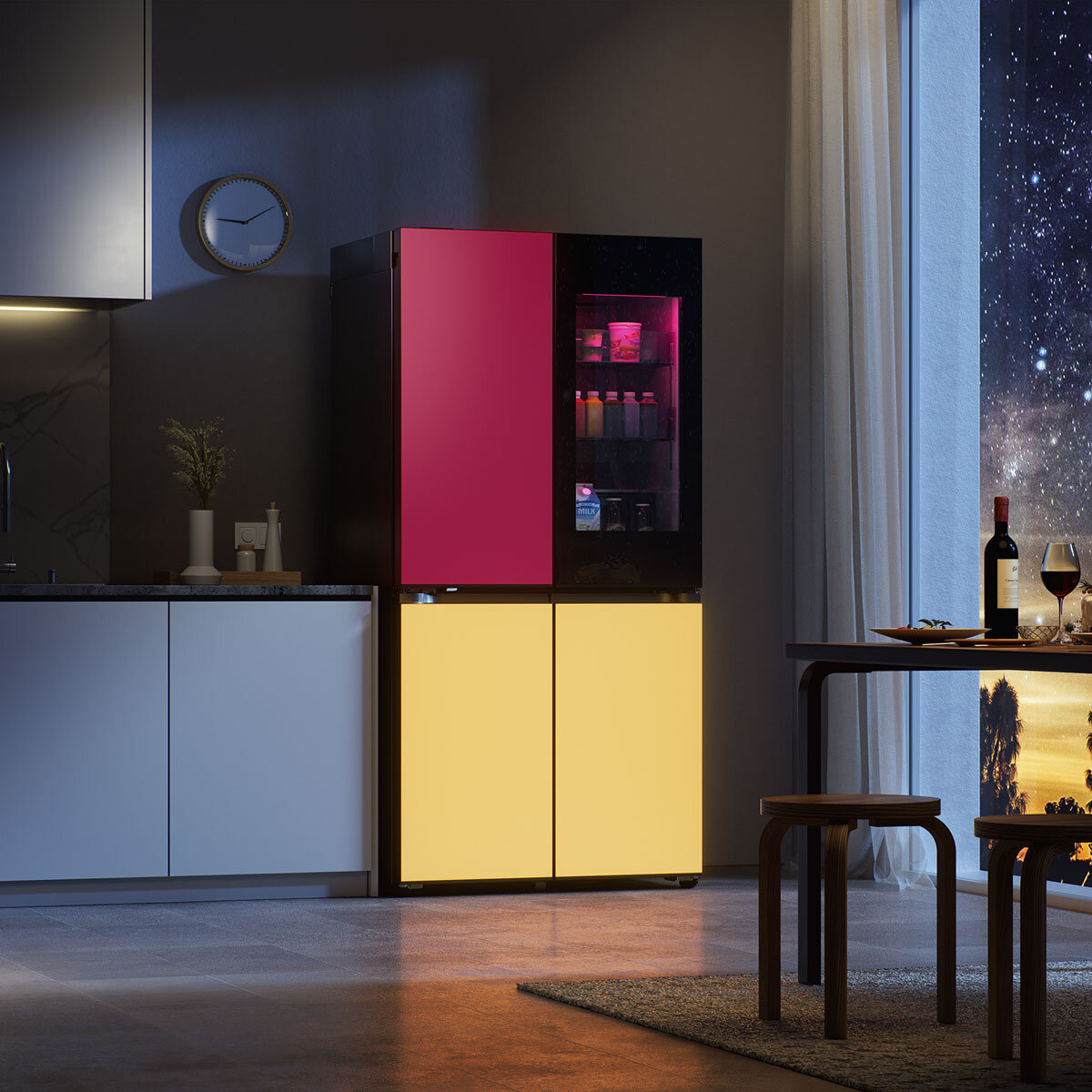 LG MoodUP™ GMV960NNME Multidoor Fridge Freezer with InstaView in Colour Changing LED, E Rated
