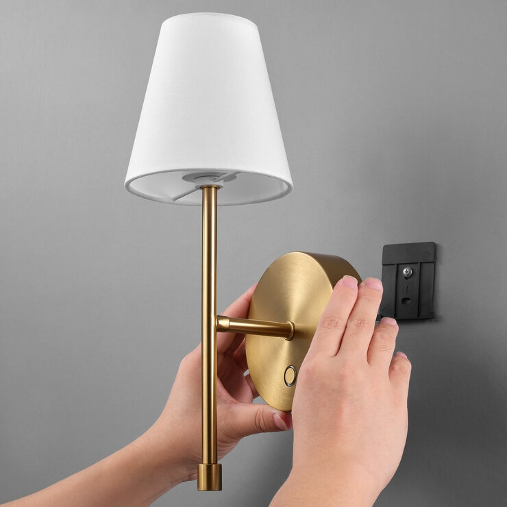 Globe Electric Wireless Rechargeable LED Integrated Wall Sconce in Bronze Gold, 2 Pack