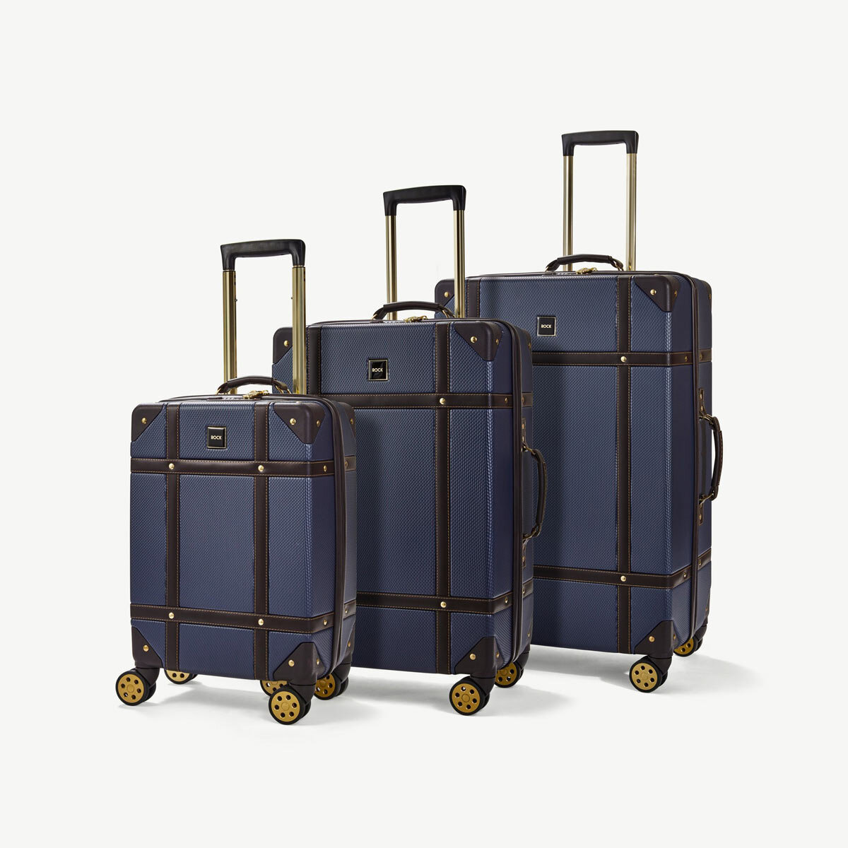 Rock Vintage 3 Piece Hardside Luggage Set in 3 Colours