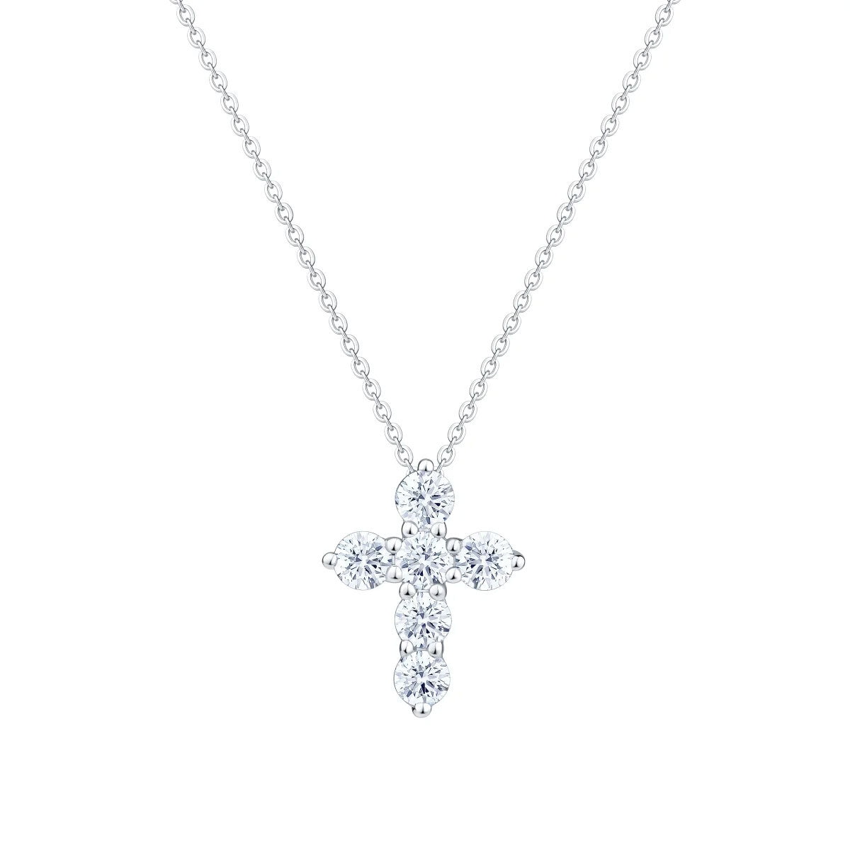 0.50ctw Round Brilliant Cut Diamond Cross Pendant, 14ct White Gold