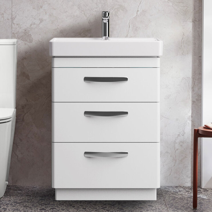 Tavistock Curve 3 Drawer vanity unit with basin in 2 colours at costco.co.uk