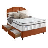 Silentnight Velvet 4 Drawer Divan Base with Merlin Headboard in Amber in 3 Sizes