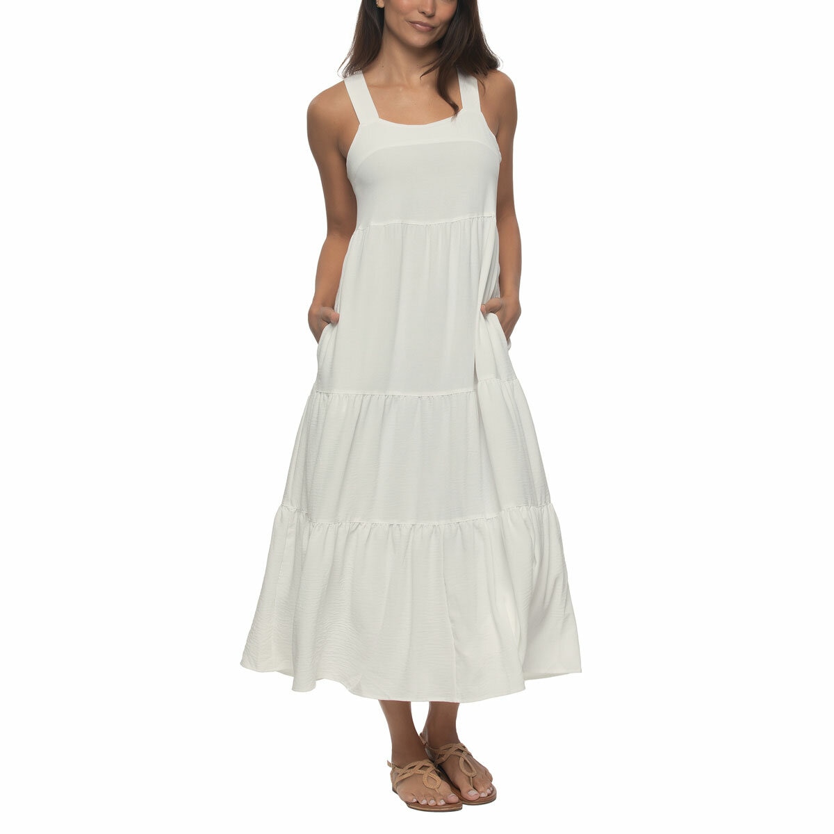 Jezebel Ladies Tiered Dress in Cream, Extra Large