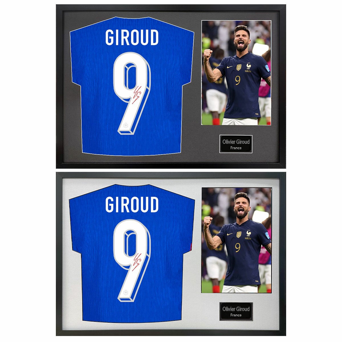Olivier Giroud Signed Framed France Football Shirt including 1 Photo in 2 Options: White or Black
