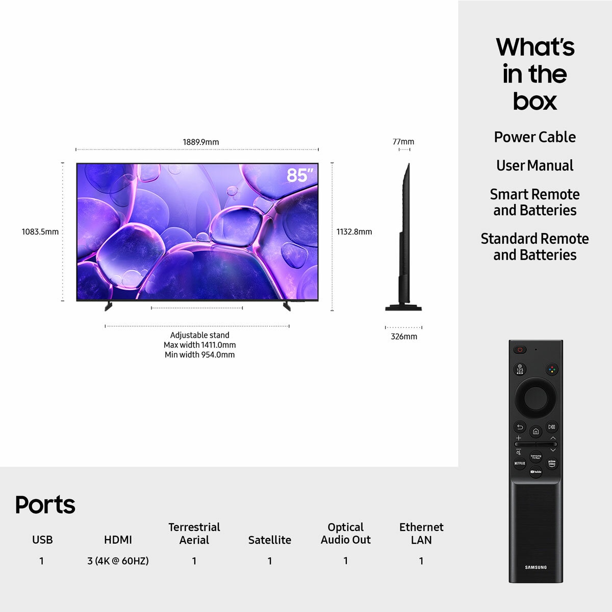 Buy Samsung UE85U8000FKXXU 85 Inch LED 4K Ultra HD Smart TV at Costco.co.uk