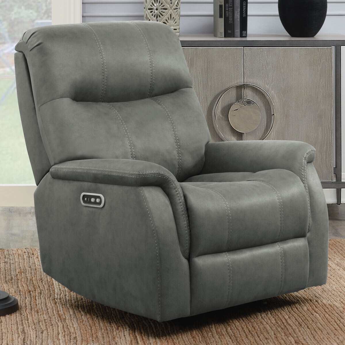 barcalounger esme grey fabric rocker power recliner with power headrest   costco uk