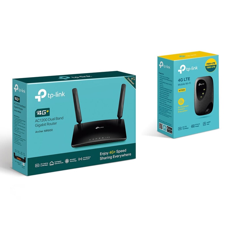 TP-Link Archer MR600 4G+ Router, AC1200 & M7000 4G LTE Mobile Router Bundle