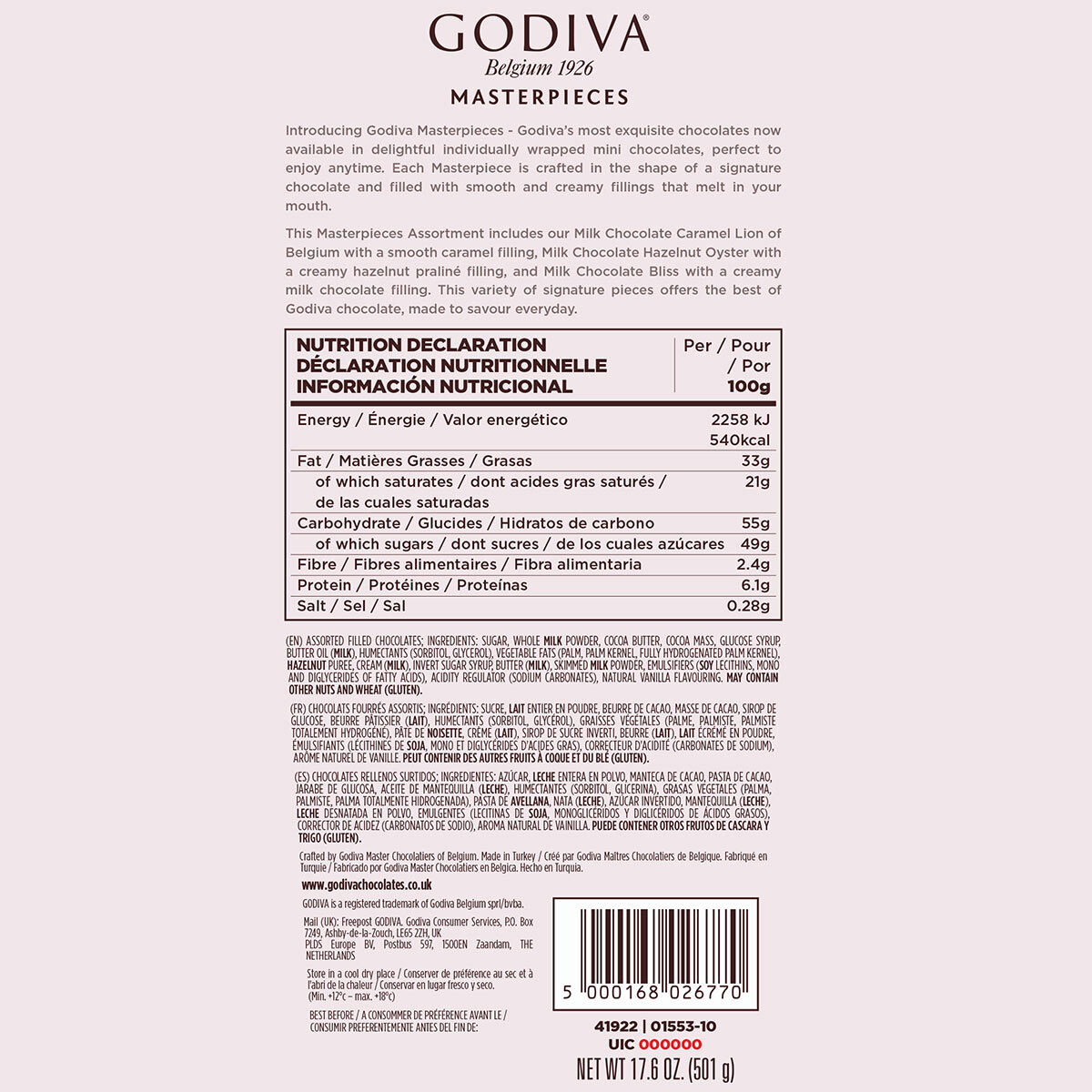 Back of pack label