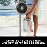 Lifestyle image of  Shark FlexBreeze Pro Mist Indoor & Outdoor Fan & Outdoor Misting System with attachable and detachable water tank