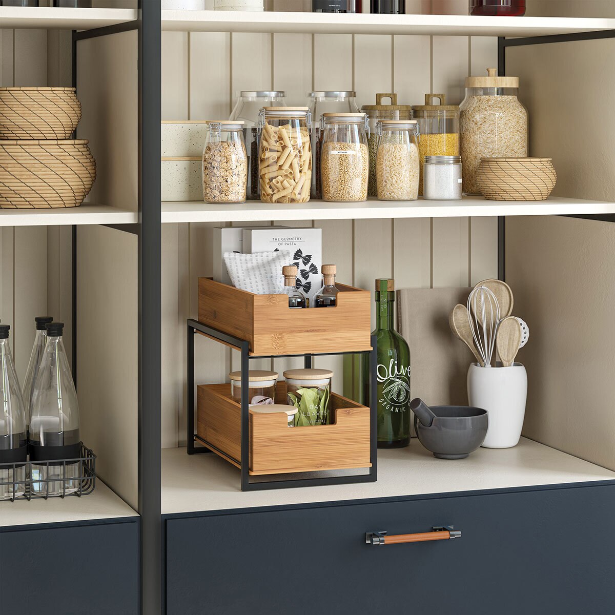 Seville 2 tier sliding bin organiser