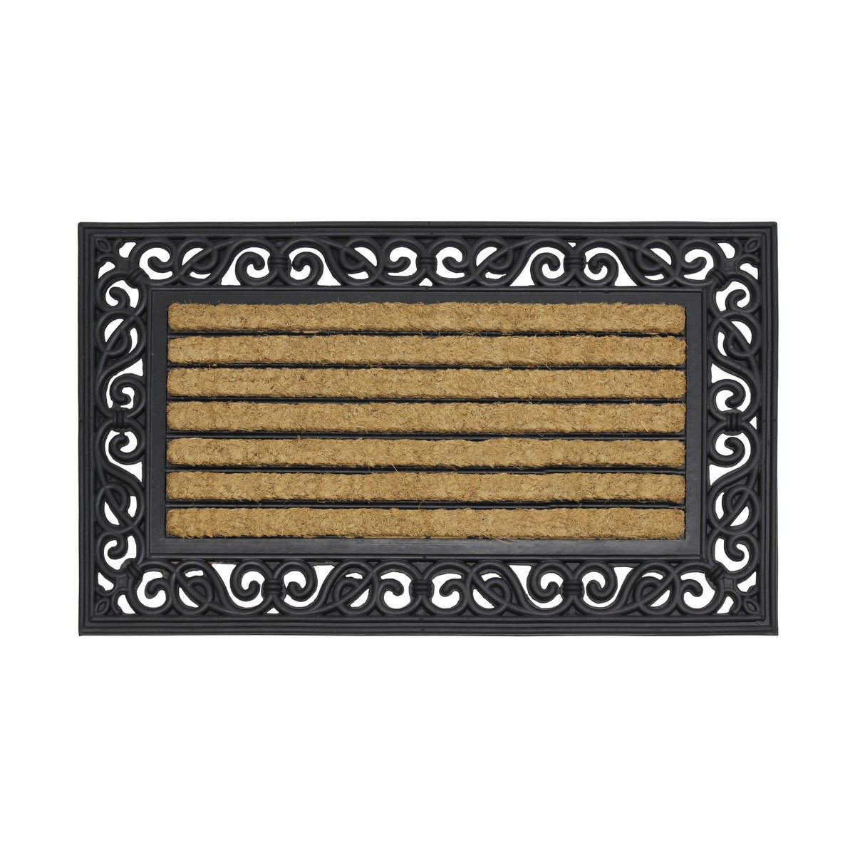 JVL Karina Tuffscrape Heavy Duty Rubber Coir Door Mat, 45 x 75cm - 2 Pack