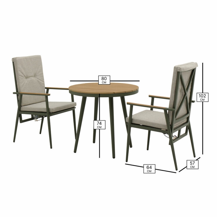 Bramblecrest Wisely 3 Piece Recliner Patio Set in Sage
