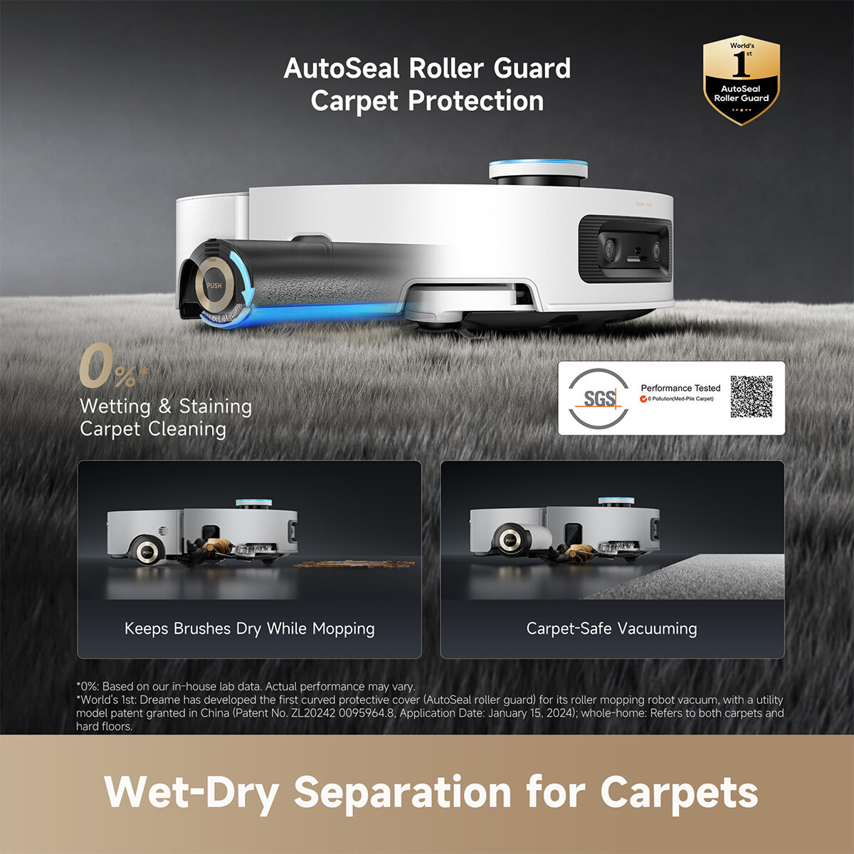 Lifestyle image showing wet and dry seperation for carpets Lifestyle image showing wet and dry seperation for carpets