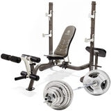 Folding bench, with olympic weight