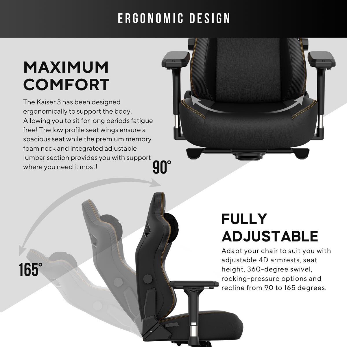 Kaiser Series 3 Large Gaming Chair - Black