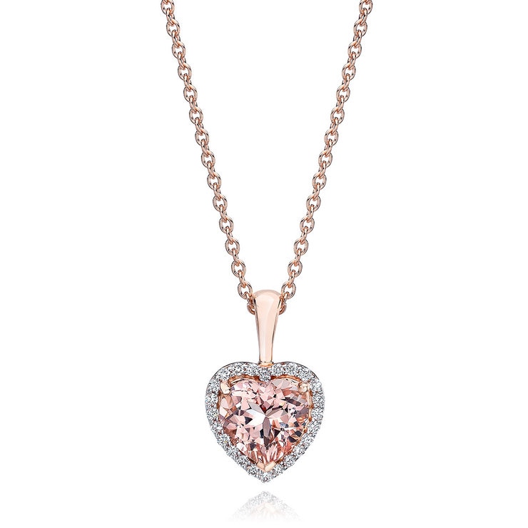 1.50ct Heart Shape and 0.13ctw Diamond Pendant, 14ct Rose